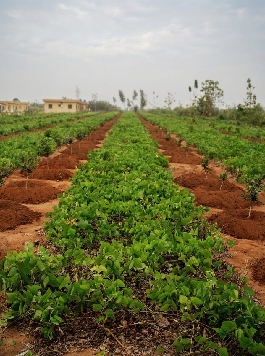 Crop rows on red Limpopo soil